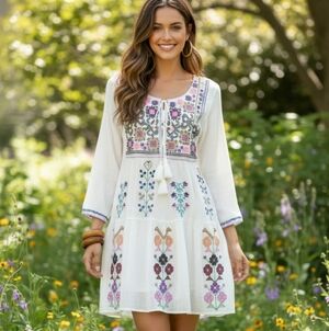 Melissa Odabash White Embroidered Midi Dress